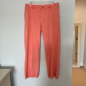 J. Jill Womens Straight Leg Pants Size 12 Tall Coral Pink Cotton Stretch Preppy